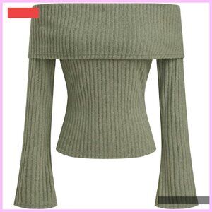 Off Shoulder Long Sleeve Knit Pullover Y2K Top Women's Going Out